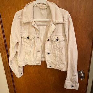 Cream cropped corduroy jacket